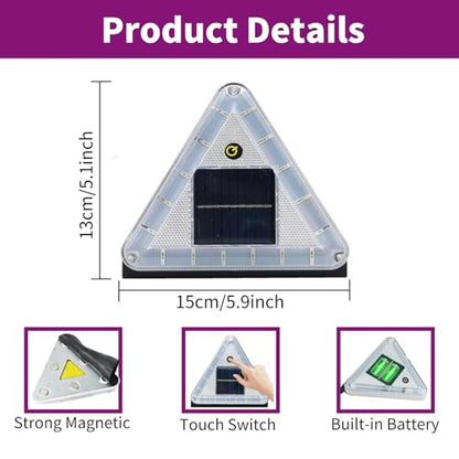 Solar Strobe Light, High Bright LED Emergency Vehicles Flashing Beacon Light with Strong Magnetic Waterproof Safety Warming Light for Trucks Forklift Truck Tractor Golf Carts UTV Car (2Pack)