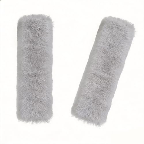 Soft & Cozy Australian Sheepskin Car Seat Belt Covers,2 Pack Fluffy Seatbelt Pads, Genunie Sheepskin Fur Shoulder Straps Cushions for Adults Kids Women and Men (Light Grey) - color: Light Grey