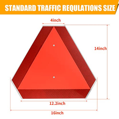 Slow Moving Vehicle Safety Sign,Slow Moving Vehicle Triangle Sign,Aluminum 14"x16" Engineering Grade Reflective for Golf Cart (Aluminum) - color: Aluminum