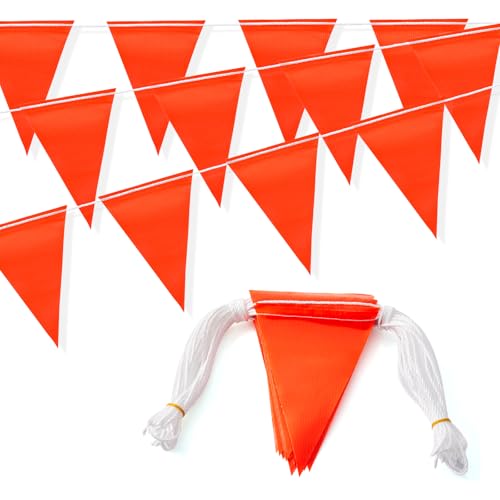 105FT Safety Warning Pennant Banner Flags – Multipurpose High Visibility Triangle Flags for outside fence, Roadwork, Party and Hazard Areas(ORANGE,45pcs,105FT) - color: Orange, size: 45pcs,105FT
