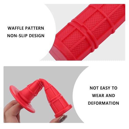 2PCS Motorcycle Grips,Anti-Slip Rubber Dirt Bike Grips with 7/8" Left & 1" Right Compatible with CRF KXF,Universal Motorcycle/Bike Handlebar Grips for Women & Men (Red) - color: Red