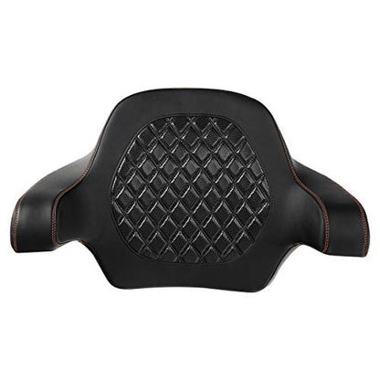 HR3 Wrap Around Backrest Pad for King Trunk Chopped Trunk Compatible with 2014-later Harley Touring Road King Road Glide Street Glide Electra Glide (Diamond Orange Stitches) - color: Orange Stitches