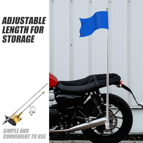 Adjustable Bike Flag Pole, 47in/120cm Retractable Aluminum Alloy Golf Cart Flag Holder, Motorcycle Flagpole Mount Stroller Flagpole for Bicycle Mountain Road Bicycle Atv