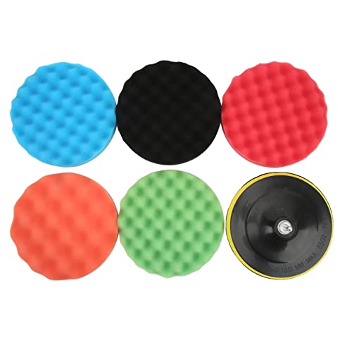 Professional 7 Inch Car Polishing Sponge Pads Kit with Electric Drill Adapter for Detailing Waxing Buffing Cars RVs Motorcycles Multi Functional Sponge Wool Buffing Pads Se