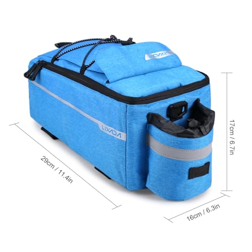 Lixada Bike Panniers Bike Trunk Bag Insulated Bag for Warm/Cool Items, Bicycle Rear Rack Storage Luggage Bicycle Seat Multifunctional Insulated Trunk Cooler Bag Shoulder Bag 11.4 6.3 6.7in - color: Blue