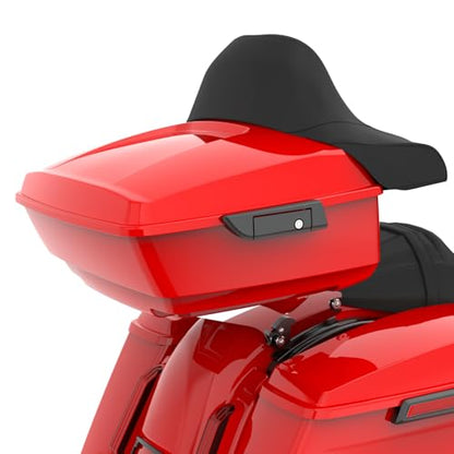Advanblack 2025 Road Glide King Tour Trunk Pack Black Latch Wrap-Around Backrest Compatible with 1997-2025 Harley Touring Road Glide, Street Glide, Electra Glide (Rally Red) - color: Rally Red