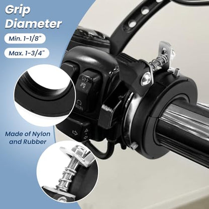 GUAIMI Cruise Control Motorcycle Throttle Assist Lock for Harley 1990-2026 Cable Throttle with OEM Grips or Aftermarket Grips with Minimum 1 1/8" to Maximum 1 3/4" Outside Grip Diameter