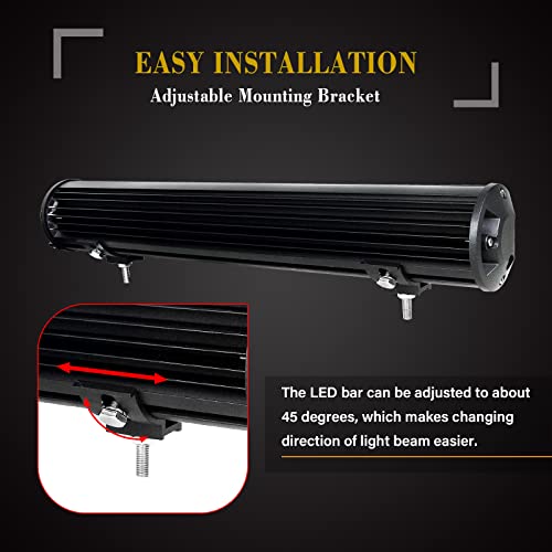 SKYWORLD LED Light Bar, 20 inch 288W Spot Flood Combo Beam Work Driving Lamp with Black License Plate Mounting Bracket 12V Wiring Harness Kit Rocker Switch for Truck Car ATV SUV 4X4 Boat - size: Light + Bracket + 12V Rocker Wiring