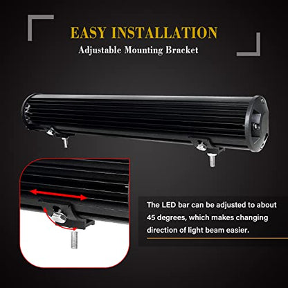 SKYWORLD LED Light Bar, 20 inch 288W Spot Flood Combo Beam Work Driving Lamp with Black License Plate Mounting Bracket 12V Wiring Harness Kit Rocker Switch for Truck Car ATV SUV 4X4 Boat - size: Light + Bracket + 12V Rocker Wiring