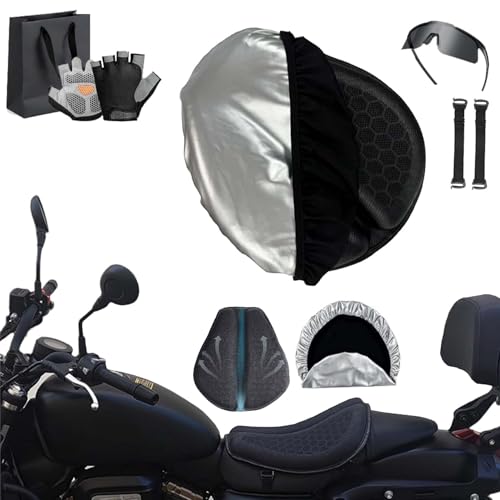 Shake Rider Cushion - Motorcycle Gel Seat Pad, Motorcycle Seat Cushion, 3D-Honeycomb, Shock Absorption Not Stuffy, Protecting Sensitive Areas, Stay Cool and Comfortable for Long Ride (+Seat Cover) - color: +Seat Cover