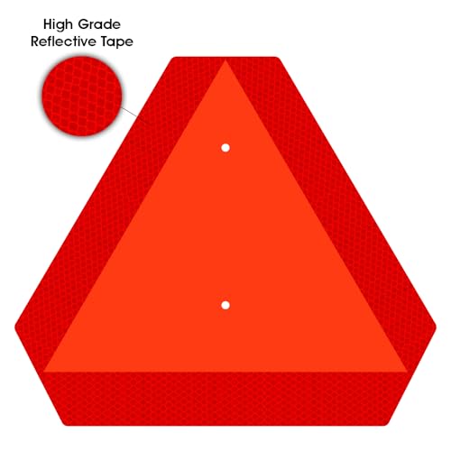 Ignixia Slow Moving Vehicle Sign, Rust free Aluminium Slow Moving Vehicle Triangle signs, 14”x 16” Inches Orange base with Reflective border, SMV Sign for Golf Cart, UTV, safety signs (Aluminum 02Pcs)