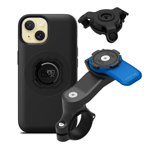 Quad Lock Motorcycle Handlebar Mount Kit with Vibration Dampener and MAG Phone Case for iPhone 15 - size: iPhone 15