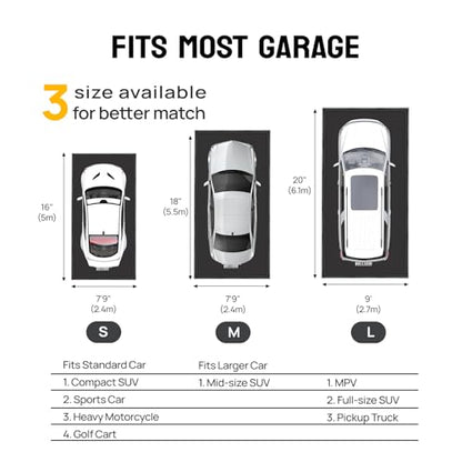 TUFFIOM 9'x 20' Containment Mat w/Squeegee, Garage Floor Mats for Under Car, Heavy Duty Waterproof Car Parking Mats for Snow Ice Rain Mud Oil - size: 9' x 20'