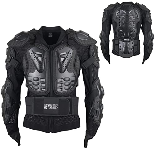 Motorcycle Protective Jacket Full Body Armor, Chest Spine Protection Dirt Bike Gear for Men Motocross MTB Racing - color: Black, size: Large