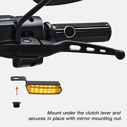 Mini LED Turn Signals Motorcycle Front Sequential Indicators 3 Wire Handlebar Blinkers with Running Lights Universal Compatible with Harley Yamaha Honda Kawasaki(Black with Red/Amber light) - color: Black with Red/Amber light