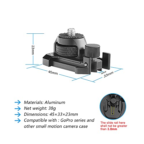 Forevercam 360°Rotate Aluminum Helmet Mount for Gopro Hero 13 12 11 10 9 8 DJI Osmo Insta360 AKASO and Other Action Camera 1/4’’-20 Lock Protector Quick Release Buckle Clip Basic Base Mount - color: black