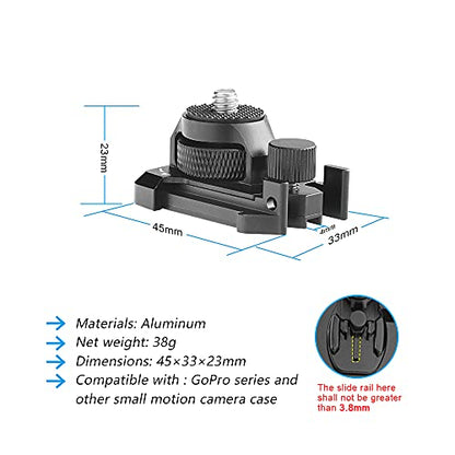Forevercam 360°Rotate Aluminum Helmet Mount for Gopro Hero 13 12 11 10 9 8 DJI Osmo Insta360 AKASO and Other Action Camera 1/4’’-20 Lock Protector Quick Release Buckle Clip Basic Base Mount - color: black