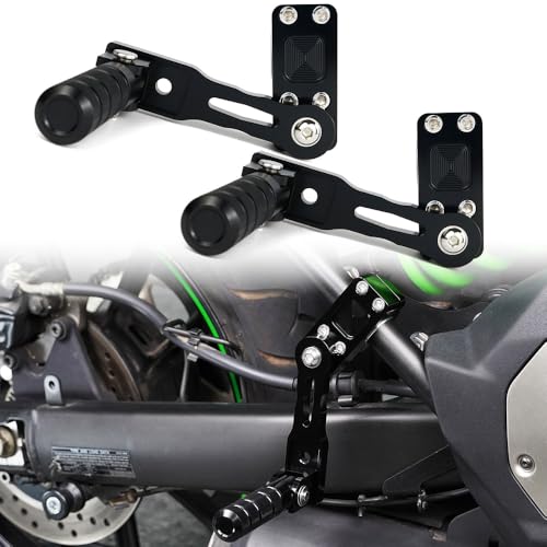 Xitomer Adjustable 22-28mm Black Aluminum Passenger Footpegs for Vulcan 650 / S 2015-2024 Cruiser Motorcycle - size: 130mm