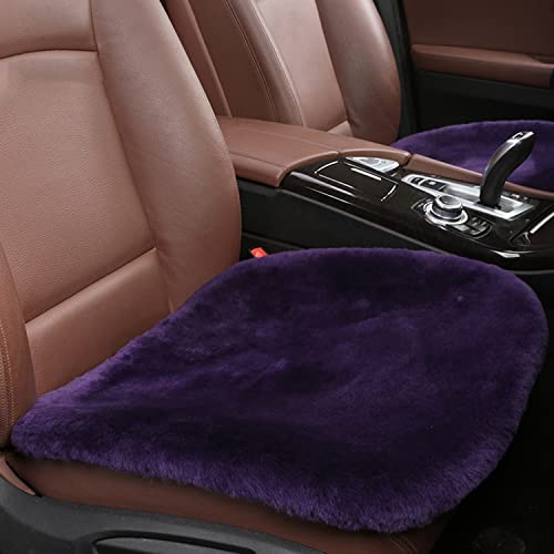Genuine Sheepskin Car Seat Cushion Natural Fur Wool Seat Cover for Cars Trucks SUV Soft Comfort Office Chair Protector Pad Car Accessories Universal Fit - color: Purple