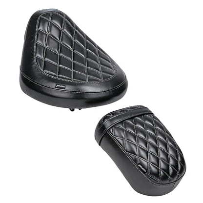 Motorcycle Rider & Passenger Comfort Seat Fit for Rebel 1100 CMX1100 2021 2022 2023 2024 2025 2026, Front Rear Solo Saddle Back Cushion Pillion Pad, Black w/Gray Stitching - color: Front & Rear - Black-B