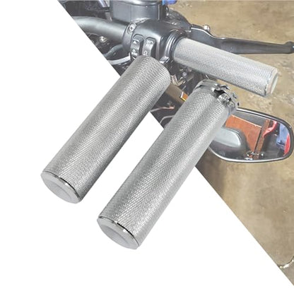 Motorcycle 1" Hand Grips Handlebar Grips Cable Throttle Fit for Harley Touring Street Glide Road King Road Glide Electra Glide Dyna Softail - color: #2 Chrome