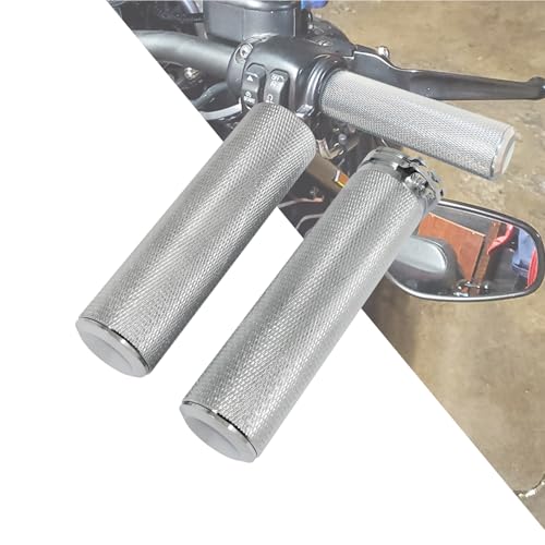 Motorcycle 1" Hand Grips Handlebar Grips Cable Throttle Fit for Harley Touring Street Glide Road King Road Glide Electra Glide Dyna Softail - color: #2 Chrome