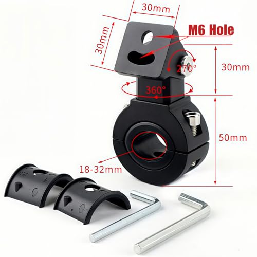 Motorcycle Spotlight Bracket, Light Bar Mounts for Driving Fog Lights, 360 Degree Adjustment Tube Clamp Mounting Bracket Fit 0.7"-1.25" ATV UTV Roll Bar (2 Pcs)