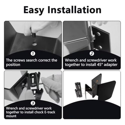 4PCS E-Track Wheel Chock for E-Track System, E-Track Motorcycle Wheel Chock for Dirt Bikes Supports Tires up to 6 inch Wide, E-Track Accessories for Motorcycle, Enclosed Trailer, Garages Trailers