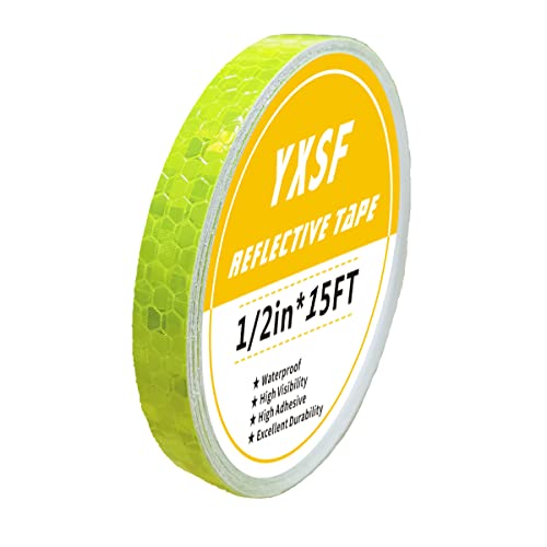 Yellow Fluorescent Reflective Tape,0.5 Inch×15 Feet Reflector Strips,High Visibility Outdoor Waterproof Self-Adhesive Reflective Tape for Bikes Cars Ships Motorcycles… - color: Fluorescent Yellow, size: 0.5 Inch×15 Feet