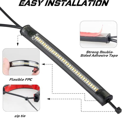 Front Rear Motorcycle Led Turn Signals, Universal White Amber Fork Light Strip, Red Brake Tail Lights Compatible with Harley Cafe Racer Dual Sport Dirt Bike, Pack of 3 - color: Front Amber/White + Rear Red/Amber