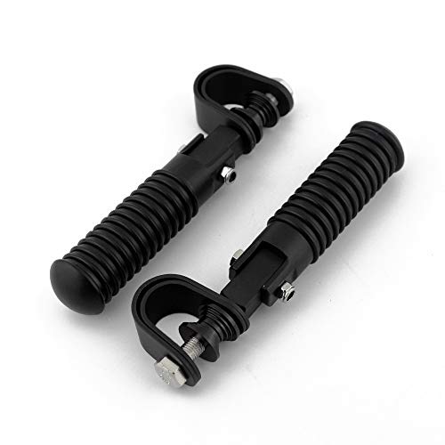 Motorcycle Footpegs Highway Pegs Adjustable Rubber Footrest 7/8" OR 1" Engine Guard Clamp Kit For Touring Road King Softail Dyna Universal (Black) - color: Mate Black # 2