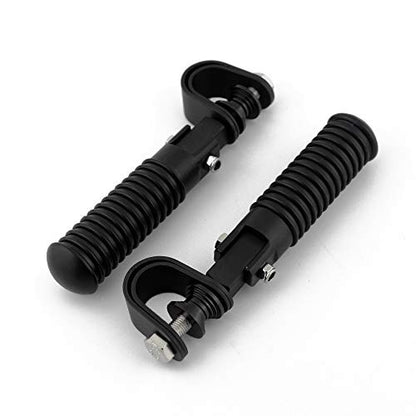Motorcycle Footpegs Highway Pegs Adjustable Rubber Footrest 7/8" OR 1" Engine Guard Clamp Kit For Touring Road King Softail Dyna Universal (Black) - color: Mate Black # 2
