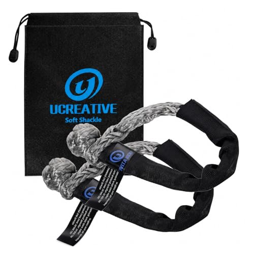 Ucreative 2Pcs Synthetic Soft Shackle 1/2 Inch x 22 Inch (56,000lbs Breaking Strength) with Extra Sleeves (Gray) - color: Gray