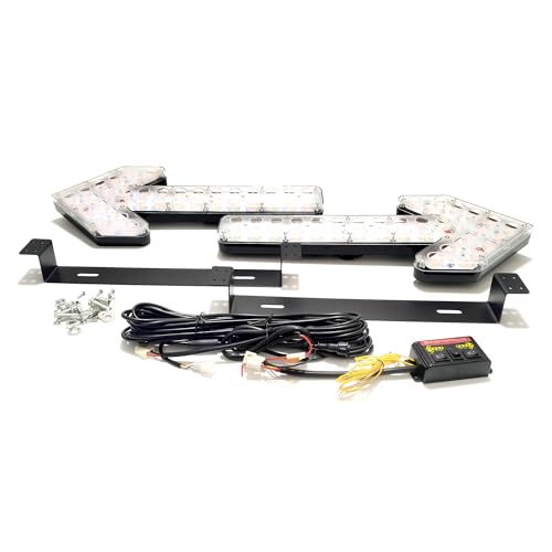 CFLMYYXGS 640 LED Arrow Signal Light Bar 12V-24V Waterproof Amber Strobe for Construction Vehicles Sweepers Water Carts Wreckers High-Intensity Double-Layer PCB Left+Right Arrows with Control Box - color: Amber