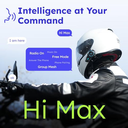 D10 Motorcycle Bluetooth Headset with Natural AI Voice Control, Bluetooth 5.4 Helmet Intercom for 4 Riders with ENC Noise Canceling, Audio Multitasking, FM, IPX7, Fits Snowmobile/ATV, 2 Pack - style: D10-2 Pack