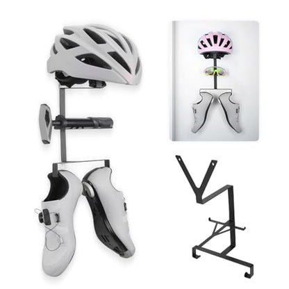 Wall Mount Motorcycle Helmet Holder, Bicycle Helmet Rack Display Hanger, Storage Organizer for Helmet, Goggles, Shoes, Motorcycle Accessories for Garage, Warehouse