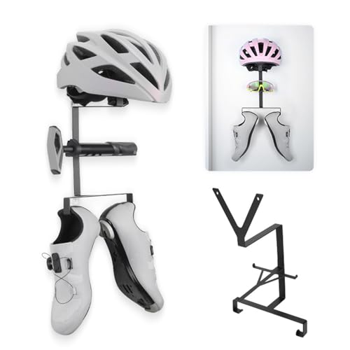 Wall Mount Motorcycle Helmet Holder, Bicycle Helmet Rack Display Hanger, Storage Organizer for Helmet, Goggles, Shoes, Motorcycle Accessories for Garage, Warehouse