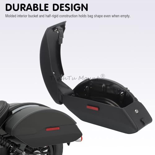 Motorcycle Quick Release Semi-Rigid Saddlebags W/Reflectors & Mounting Spools Fits for Indian Scout Sixty ABS, Scout ABS, Scout Sixty,Pair,Black