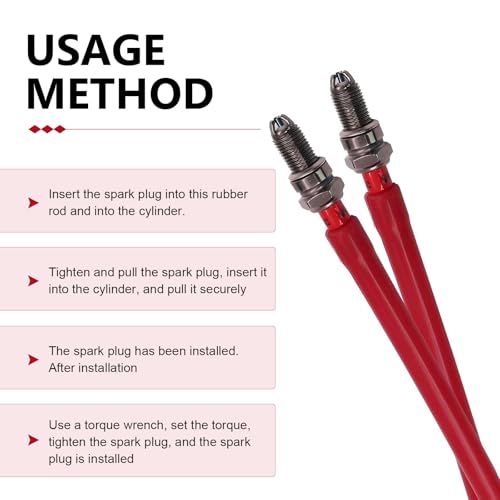 Car Spark Plug Socket, Reusable Rubber Insulation Sleeve Tool, Dual-hole Design Spark Plug Wrench for Easy Installation Removal, Universal for Most Cars, Motorcycles (Red)