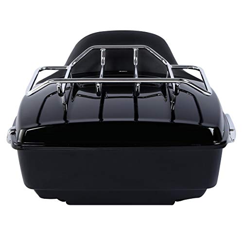 Vivid Black King Tour Luggage Trunk Backrest Mounting Rack Plate Fit for Harley 2014-2025 Touring Electra Glide CVO Street Road Glide Road King - color: Black King Trunk Backrest #02