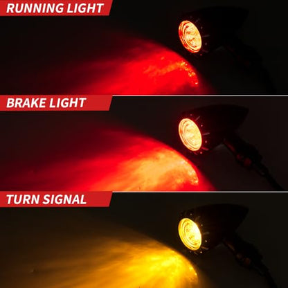 Motorcycle LED Turn Signals Bullet Blinker Heavy Duty Indicator Lights Amber Lens Universal for Harley Davidson Honda Yamaha Suzuki Kawasaki (Chrome-4wire) - color: Chrome-4wire
