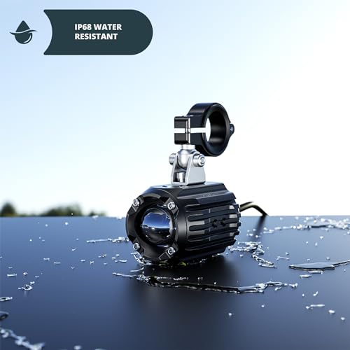 Tackform Dual Motorcycle Auxiliary LED Lights | 6000 Lumens, 60W, 3000K-6000K, IP68 Waterproof | Billet Aluminum | 360° Swivel Mount | For 7/8", 1”, 1 1/4" Bars Only | Motorcycle, 4 Wheeler, Dirt Bike