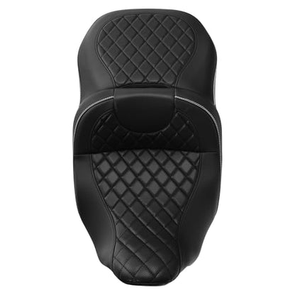 C.C. RIDER 2 Up Driver Rider&Passenger Seat fit for Harley Touring Road King Street Glide Road Glide Electra Glide 2009-2023 - color: 04# White