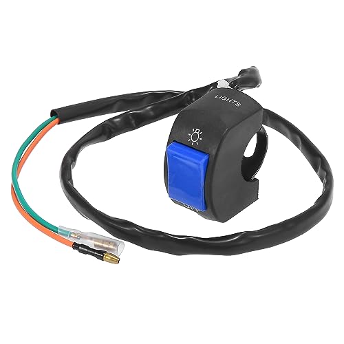 Motoforti DC12V 7/8" 22mm Motorcycle Handlebar Switch Scooter Headlight Toggle Switch with on Off Push Button Blue - color: Blue