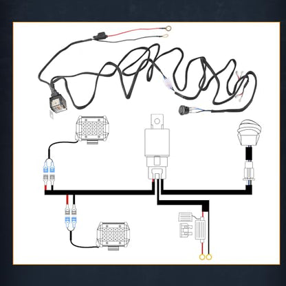 Wiring Harness 2 Lead, Nirider 12V 40A Rocker Switch Relay Fuse Nylon Wiring Harness Kit for LED Light Bars Fog Lights Work Lights Driving Lights Offroad LED Pods Wire Kit for Truck UTV ATV Boat - size: 2lead