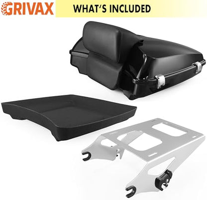 5.5" Razor Tour Luggage Trunk w/Mount Rack Backrest Bracket Fit for Harley Touring Models Road King Road Glide Street Glide Electra Glide Ultra-Classic 2009-2013 (Chrome) - color: Chrome