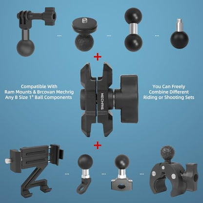 Double Socket Arm,Extension Arm Compatible with Mounts Any B Size 1" Ball Head Components & Bike Motorcycle Car Phone Mount Holder with 1'' Ball Adapter, Aluminum Alloy & Short 2.36", 75001 - size: Small socket arm