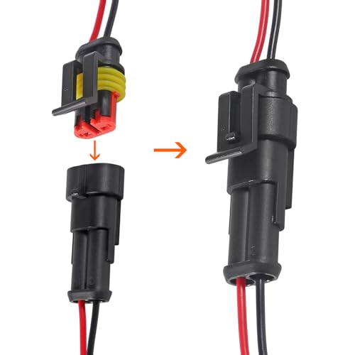 DIANN 6pcs 2 Pin Way Electrical Wire Connector Waterproof Connector 16AWG Male and Female Plug Quick Disconnect Connectors for Car Truck Motorcycle Boat - size: 2-Pin