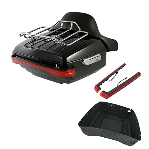 King Tour Trunk Backrest 13.7" King Tour Trunk W/Lock Key Brake LED Tail Side Light Fit for Harley Street Glide FLHR FLHRC FLHRSE FLHT FLHX FLHXS FLHXSE FLTRX and FLTRXS 2014-2025 - color: AStyle #01