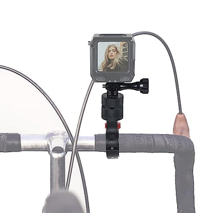 Motorcycle Handlebar Clip Holder 1/4 Screw Bicycle Bike Seatpost Clamp Compatible with Go-pro 11 ONE Action Camera Accessories (Black Red Set) - color: Black Red Set